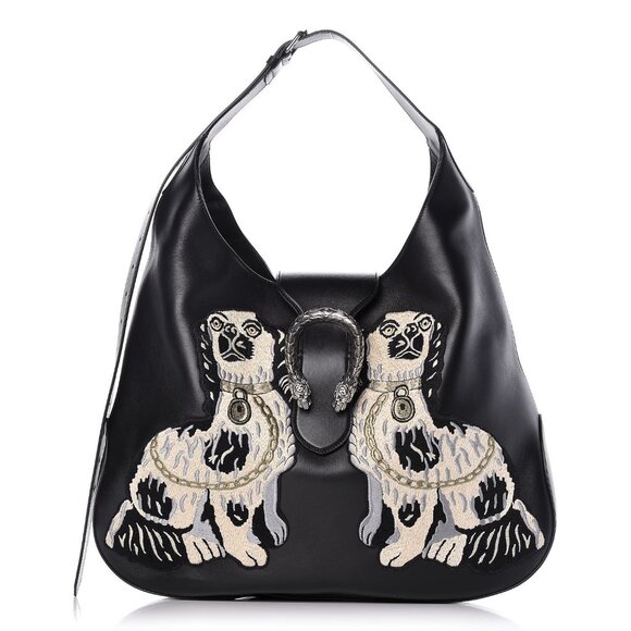 Gucci Handbags - GUCCI CALFSKIN KING CHARLES SPANIEL DOGS EMBROIDERED DIONYSUS HOBO-LIMITED